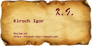 Kirsch Igor névjegykártya